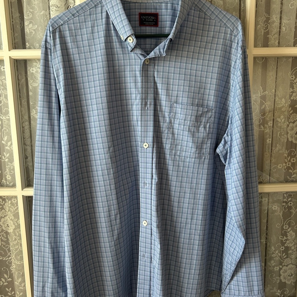 UNTUCKit Blue Plaid Men's Casual Shirt Sz XL